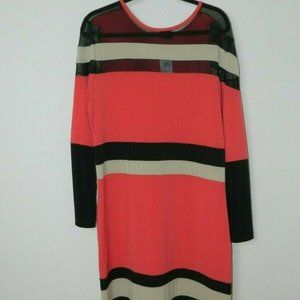 ASHLEY STEWART Dress Stripped Pink Black Bodycon Dress Size 18/20
